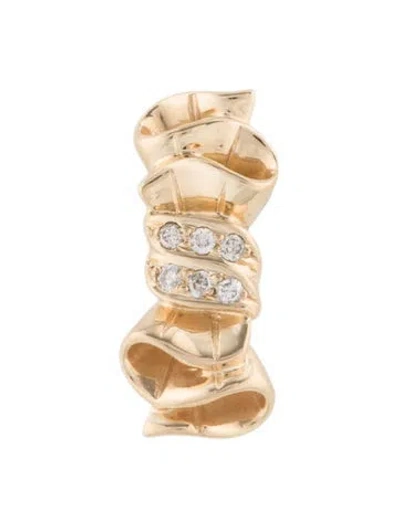 Pre-owned Charm 14k Diamond Ribbon Pendant In Multi