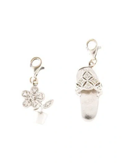 Pre-owned Charm 14k Diamond Slipper & Flower S In Multi