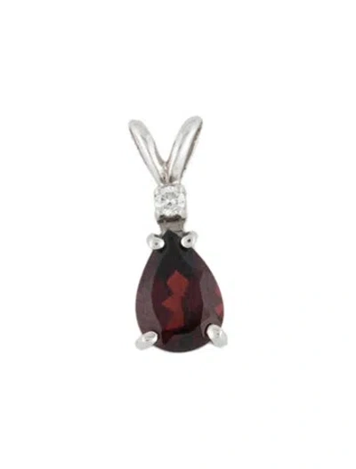 Pre-owned Charm 14k Garnet & Diamond Pendant, 0.5" In Multi