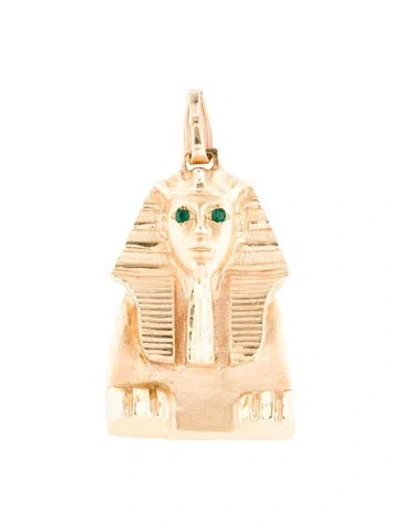 Pre-owned Charm 14k Glass Pharaoh , 2" In Green
