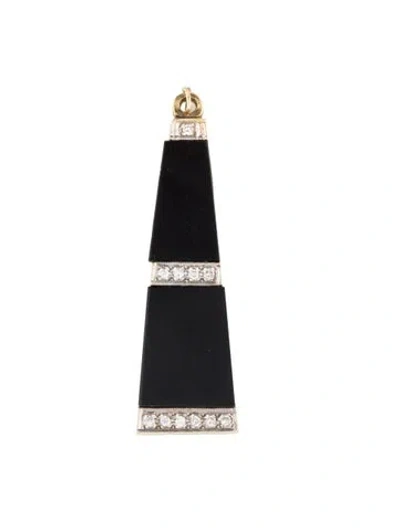 Pre-owned Charm 14k Onyx & Diamond  In Multi