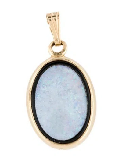 Pre-owned Charm 14k Opal & Onyx  Pendant In Multi