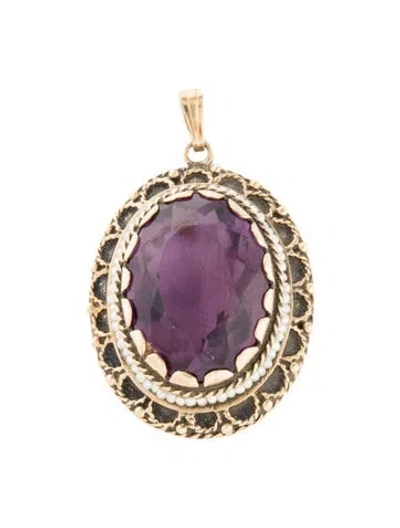 Pre-owned Charm 14k Pearl & Amethyst Pendant In Multi