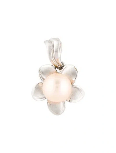 Pre-owned Charm 14k Pearl Flower  Pendant In Multi