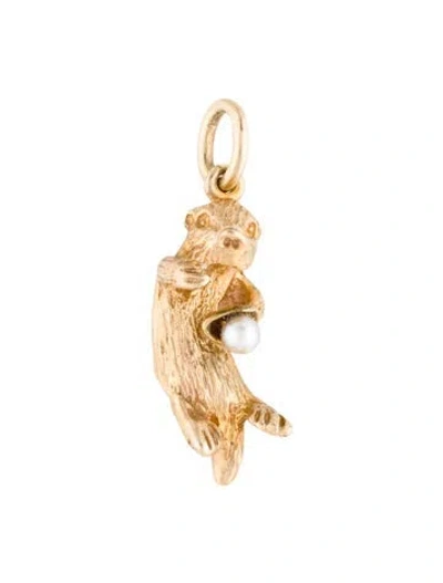 Pre-owned Charm 14k Pearl Sea Otter  Pendant In Multi