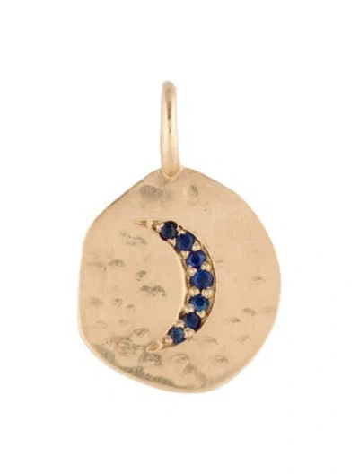 Pre-owned Charm 14k Sapphire Crescent Moon Pendant In Multi