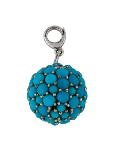 Pre-owned Charm 14k Turquoise & Diamond Ball , 1.25" In Multi
