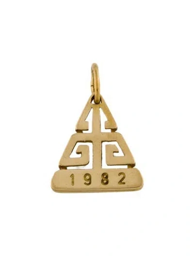 Pre-owned Charm 18k 1982 Triangle Greek Key  In Multi