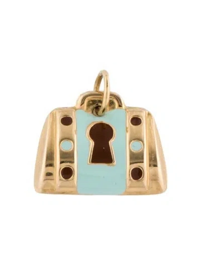 Pre-owned Charm 18k Enamel Lock  In Multi