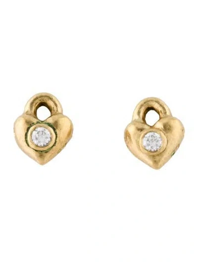Pre-owned Charm 18k Iolite & Cubic Zirconia Heart  Earring Enhancers In Multi