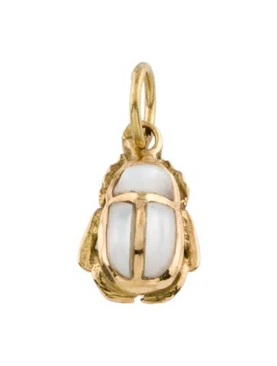 Pre-owned Charm 18k Mother Of Pearl Scarab , 0.75" In Multi