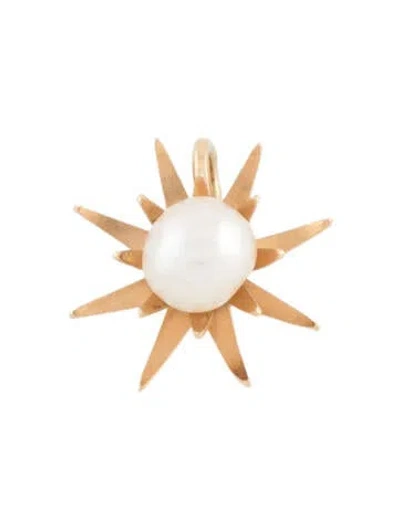 Pre-owned Charm 18k Pearl Flower , 0.75" In Multi