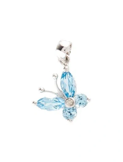 Pre-owned Charm 18k Topaz & Diamond Butterfly  In Multi
