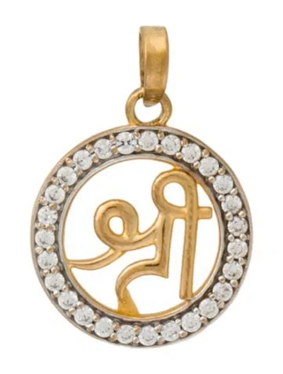 Pre-owned Charm 22k Cubic Zirconia Pendant, 1" In Multi