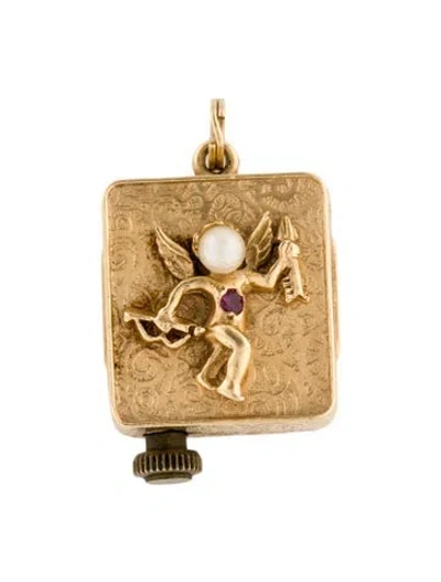 Pre-owned Charm Vintage 14k Pearl & Ruby Music Box  In Multi