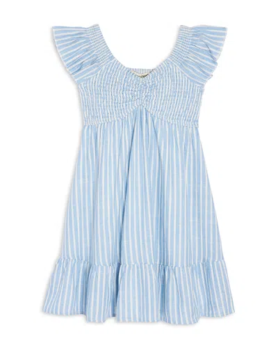Charmed Hearts Girls' Striped Smocked Dress - Big Kid In Blue/white