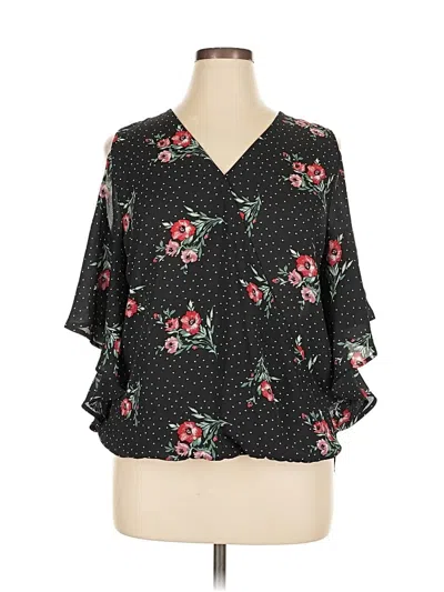 Pre-owned Charming Charlie 3/4 Sleeve Blouse In Black