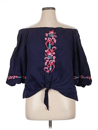 Pre-owned Charming Charlie 3/4 Sleeve Blouse In Blue