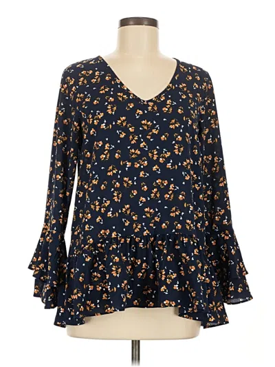 Pre-owned Charming Charlie 3/4 Sleeve Blouse In Blue