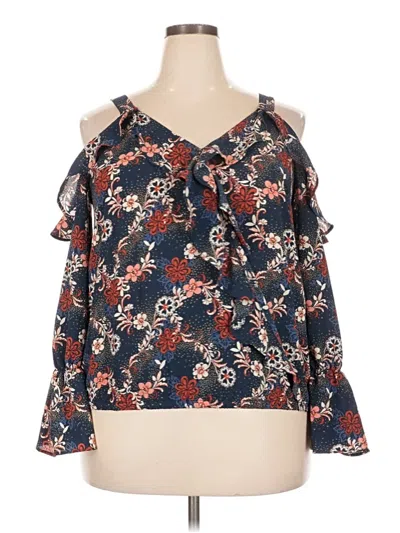 Pre-owned Charming Charlie 3/4 Sleeve Blouse In Blue