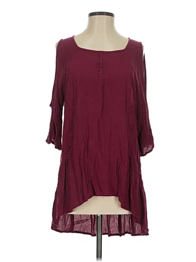 Pre-owned Charming Charlie 3/4 Sleeve Blouse In Burgundy