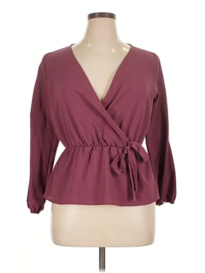 Pre-owned Charming Charlie 3/4 Sleeve Blouse In Burgundy