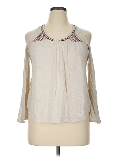 Pre-owned Charming Charlie 3/4 Sleeve Blouse In Ivory