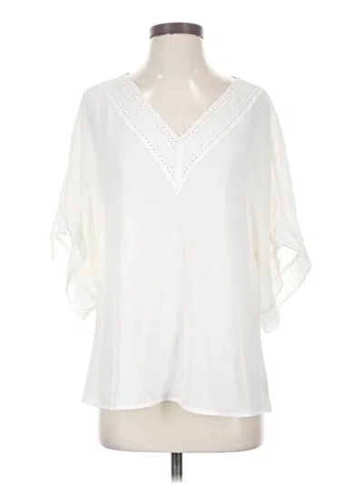 Pre-owned Charming Charlie 3/4 Sleeve Blouse In Ivory