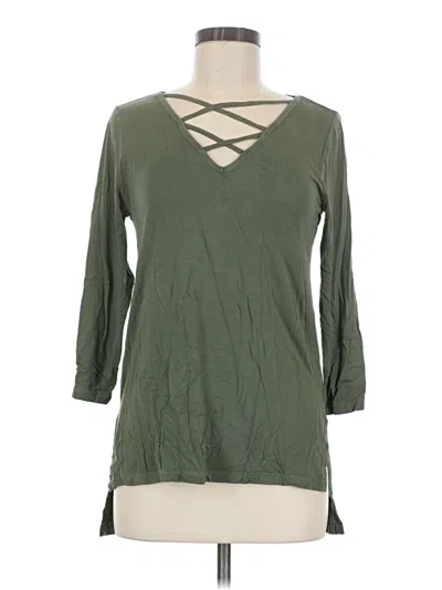 Pre-owned Charming Charlie 3/4 Sleeve Top Green Keyhole Neckline Tops