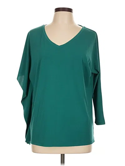 Pre-owned Charming Charlie 3/4 Sleeve Top Teal V Neck Tops In Blue