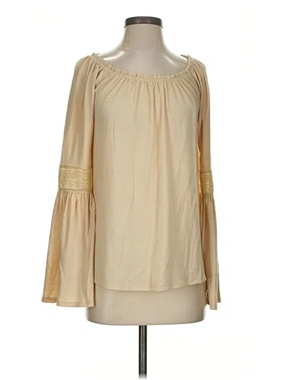 Pre-owned Charming Charlie Long Sleeve Blouse In Tan
