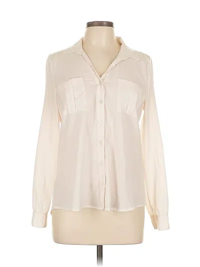 Pre-owned Charming Charlie Long Sleeve Blouse In White