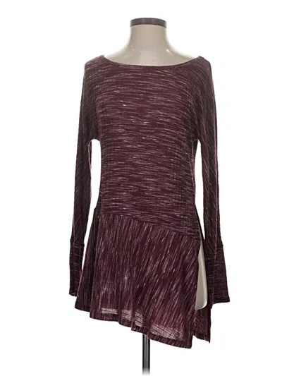 Pre-owned Charming Charlie Long Sleeve Top Burgundy Boatneck Tops