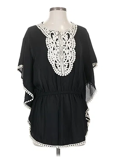 Pre-owned Charming Charlie Short Sleeve Blouse In Black