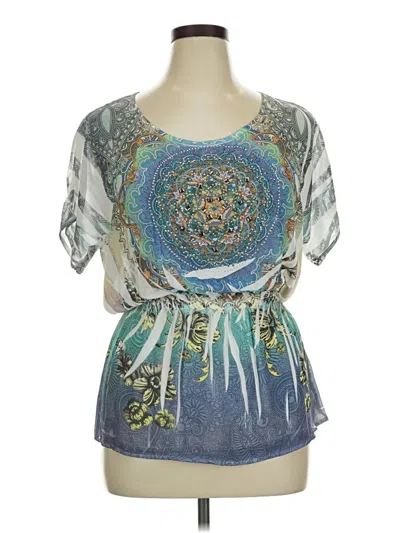 Pre-owned Charming Charlie Short Sleeve Blouse In Blue