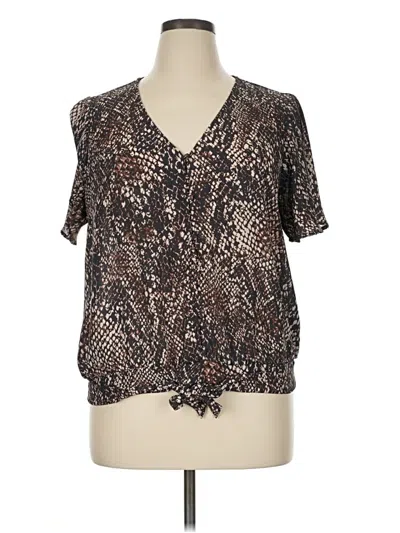 Pre-owned Charming Charlie Short Sleeve Blouse In Brown