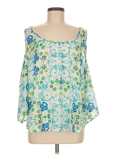 Pre-owned Charming Charlie Short Sleeve Blouse In Green