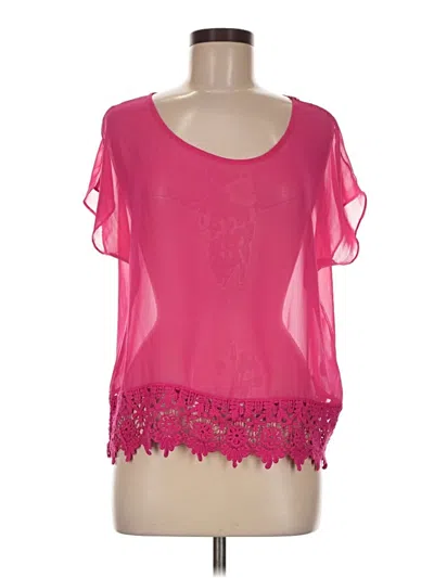 Pre-owned Charming Charlie Short Sleeve Blouse In Pink