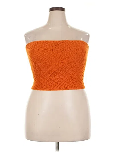 Pre-owned Charming Charlie Tube Top Orange Strapless Neckline Tops