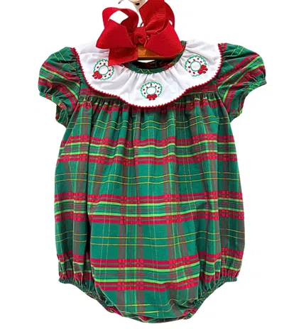 Charming Little One Kids' Girl's Berry Wreath Grace Bubble Romper In Green Multi