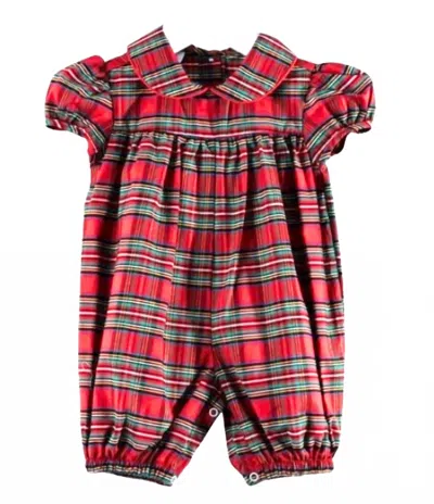 Charming Little One Kid's Tartan Layla Romper In Red In Multi