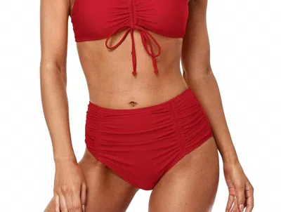 Charmo High Waisted Ruched Bikini In Red