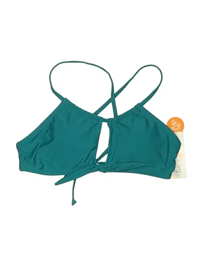 Pre-owned Charmo Swimsuit Top Teal Solid Pattern Swimwear