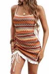 Charmo Women's Tabitha Patterned Drawstring Side Dress In Brown In Brown
