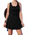 Charmo Women's Zoey Scalloped Edge Athletic Dress With Shorts In Black In Black