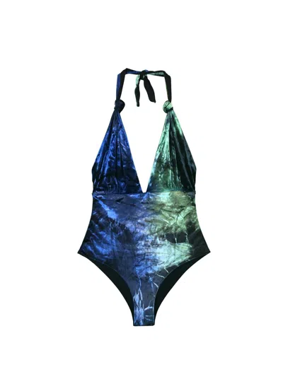 Charmosa Women's Camille Reversible Velvet One Piece Swimsuit In Ubatuba And Black