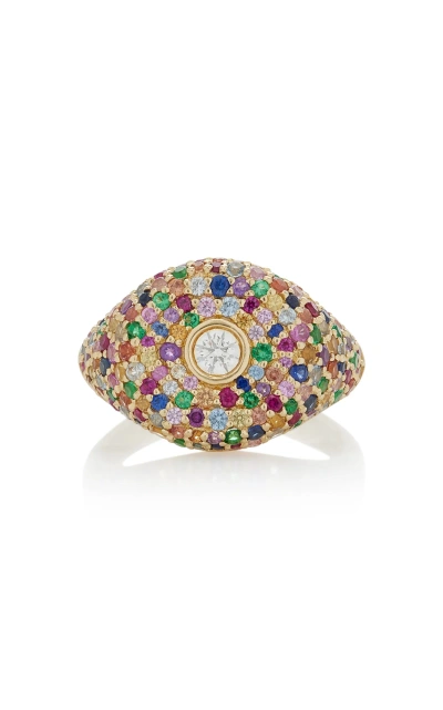 Charms Company Bonbon Ring 14k Yellow Gold Diamond; Sapphire Ring In Multi