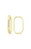 Charms Company Geometric 14k Yellow Gold Diamond Hoop Earrings