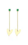 Charms Company Heart Chain 14k Yellow Gold Tsavorite Earrings