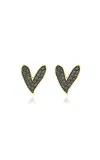Charms Company Heart Stud 14k Yellow Gold Black Diamond Earrings